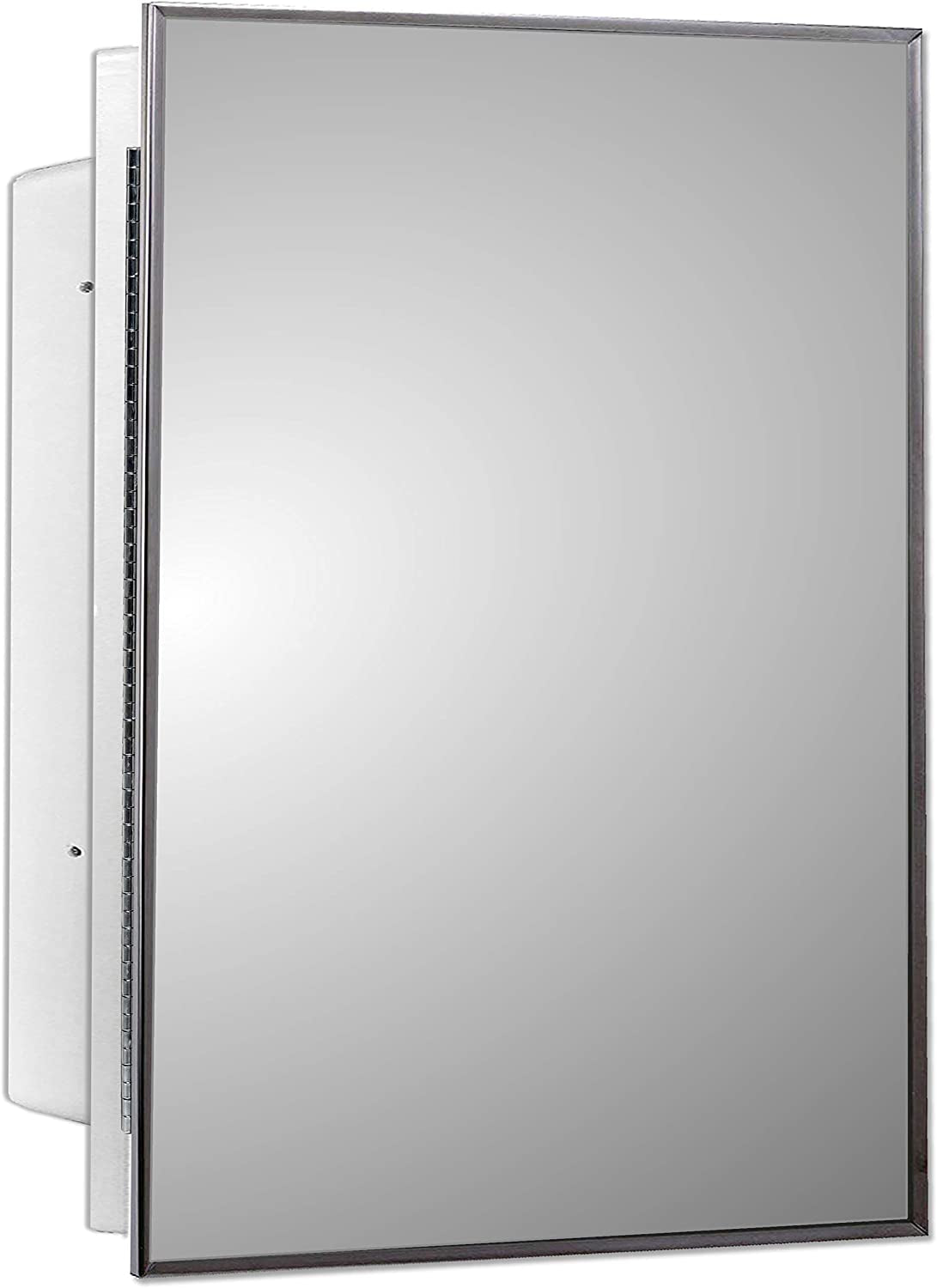 16" X 22" Medicine Cabinets for Bathroom with Mirror - Bright Steel Framed, Recessed, Modern Home Décor, Bright Steel, Non-Adjustable Shelves